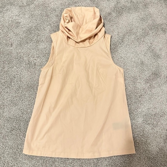 Marcella NYC Tops - Marcella NEW Marcy Sleeveless Top Cowl Neck Cotton Lightweight Poplin Beige